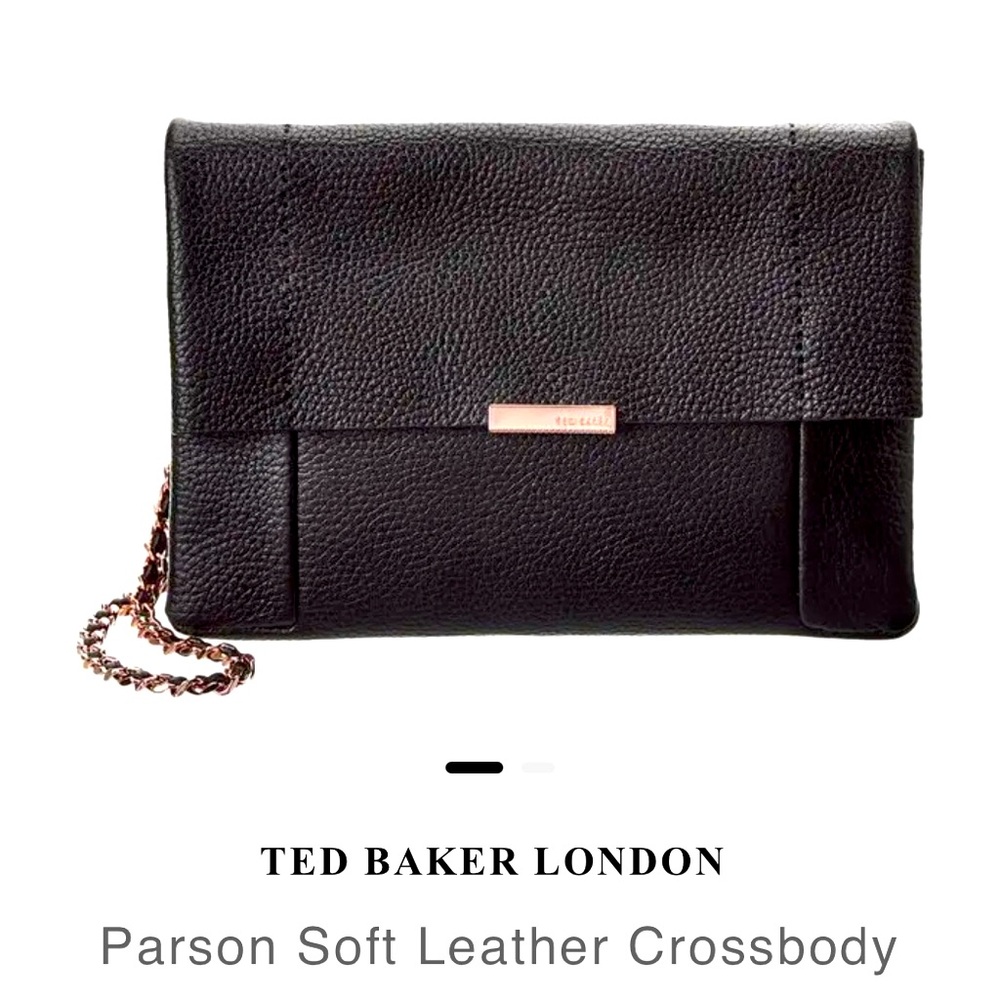 NWT Soft Black leather & rose gold Parson Ted Baker bag
